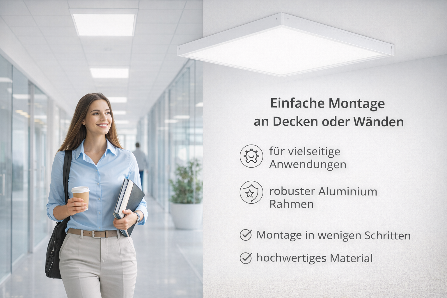 Aufbaurahmen Rand Weiß Aluminium für LED Panel 62 x 62cm Backlight Braytron – Bild 6