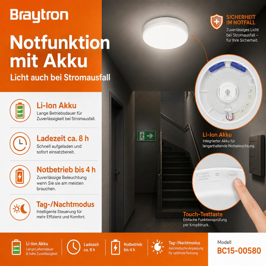LED Deckenleuchte mit Notlicht & Bewegungsmelder 5CCT | PurpleLights – Bild 14