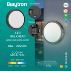 Braytron moderne 18W LED Wandleuchte schwarz – IP65, 3in1 Lichtfarben – Bild 2