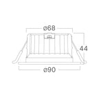 LED Einbaustrahler 68mm 9W IP54 3in1 CCT – Feuchtraum geeignet – Maßzeichnung