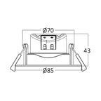Braytron LED Einbaustrahler 7W 3CCT schwenkbar Ø85mm – Weiß – Maßzeichnung