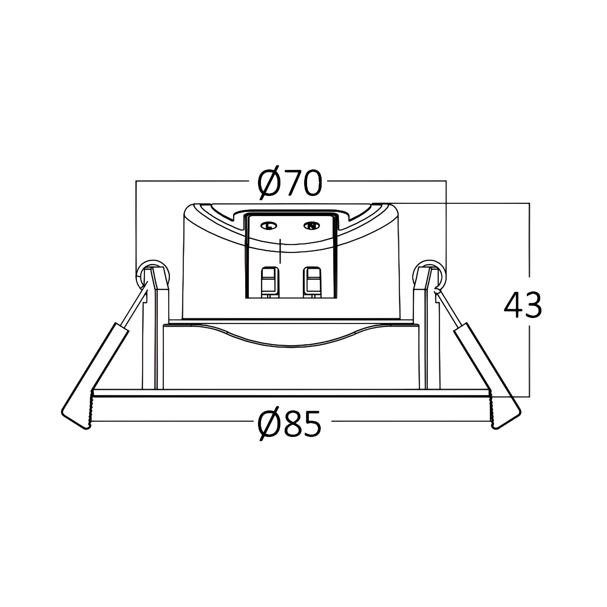 Braytron LED Einbaustrahler 7W 3CCT schwenkbar Ø85mm – Weiß – Maßzeichnung