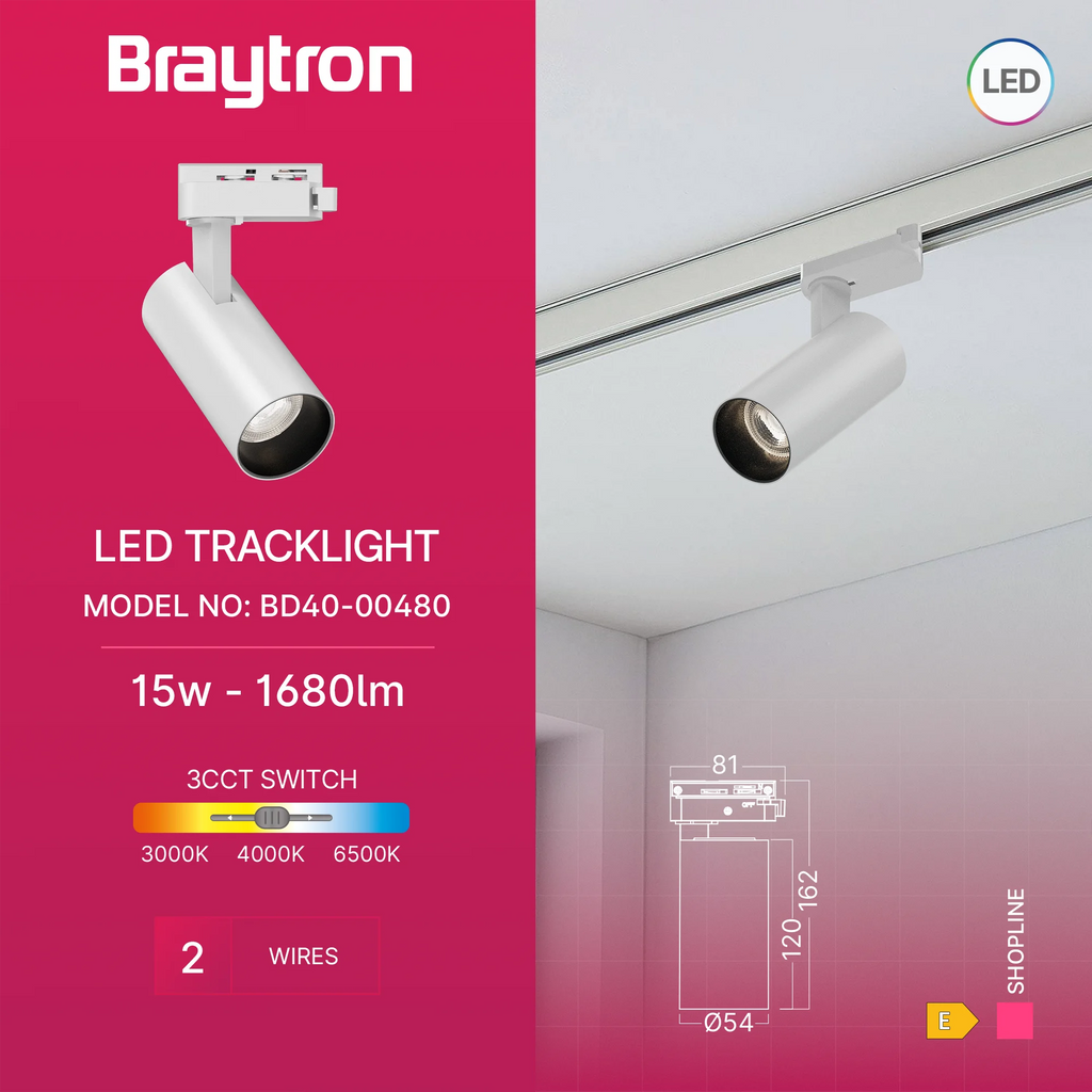 Braytron LED Schienenstrahler 15W Weiß kaufen | 1-Phasen System – Bild 2