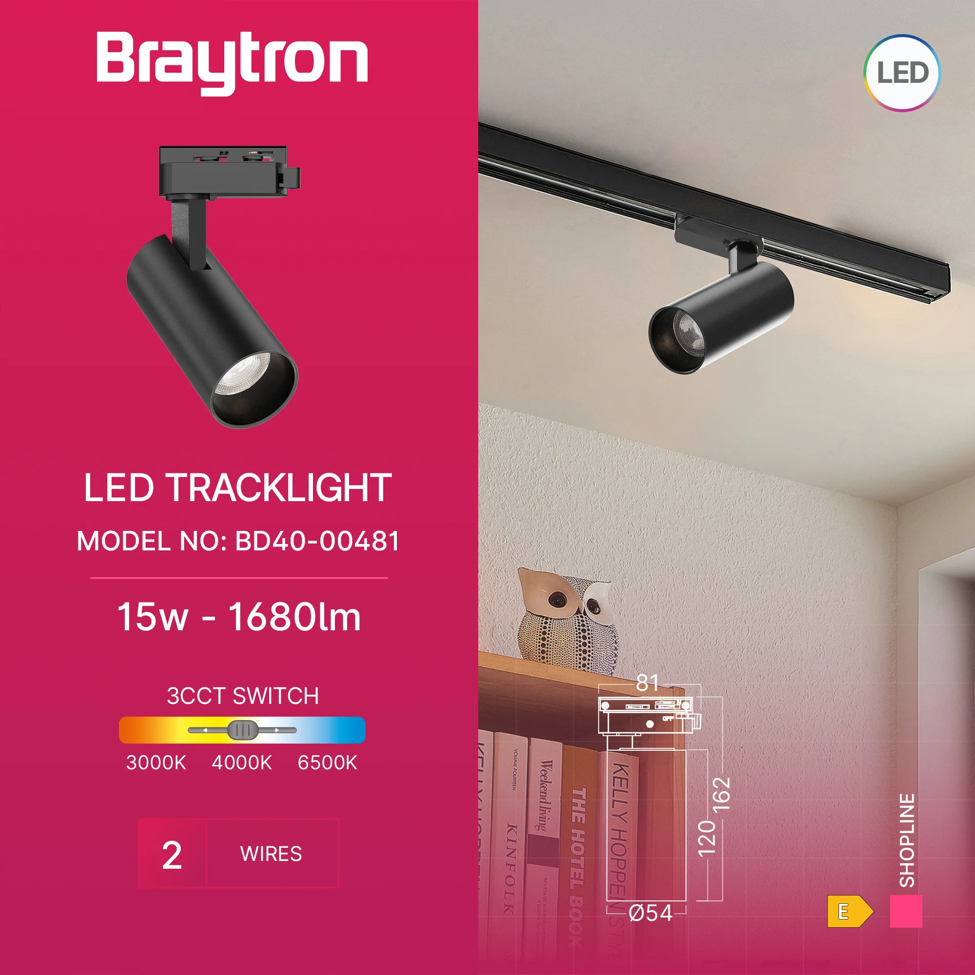 Braytron LED Schienenstrahler 15W Schwarz kaufen | 1-Phasen – Bild 2