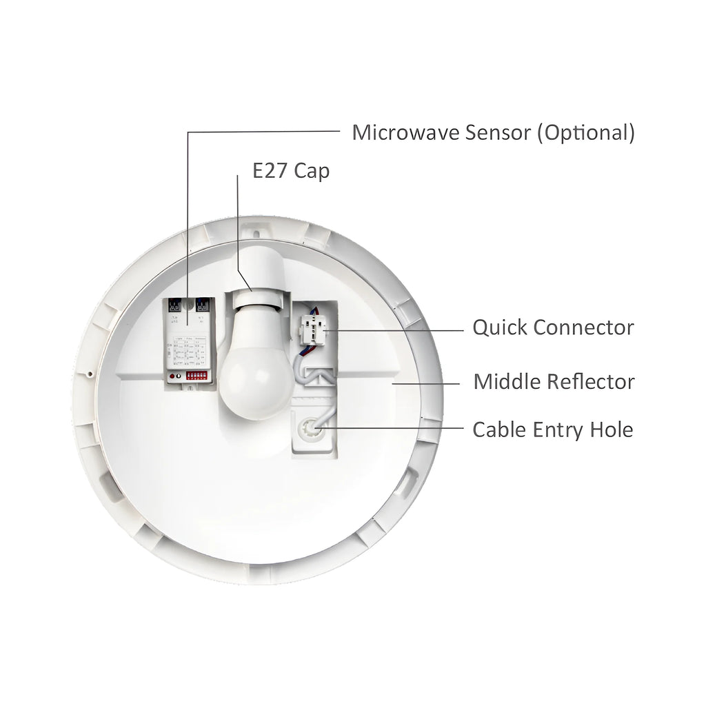 Außen-Deckenleuchte E27 IP65 Sensor Weiß Ø265 mm – Bild 5