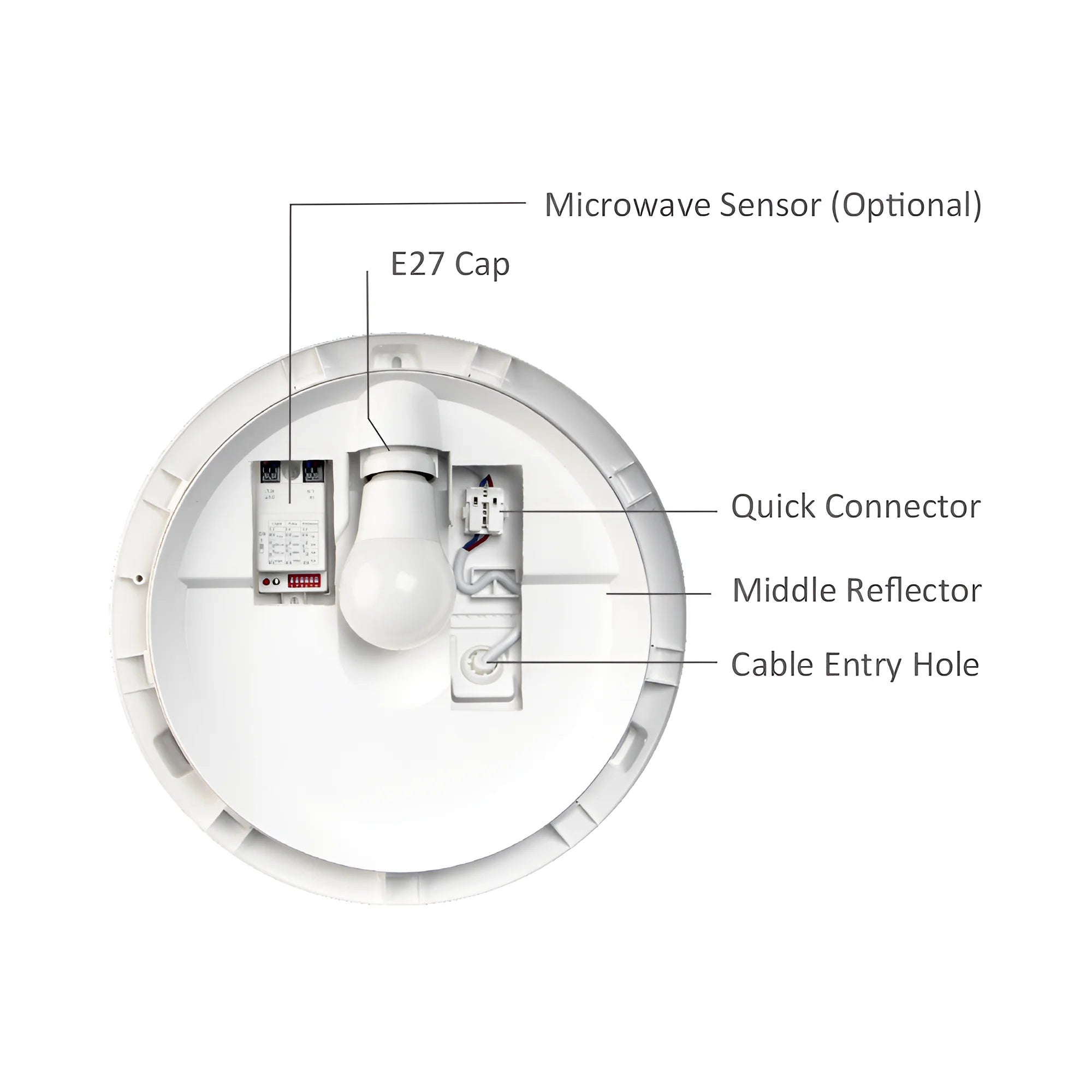 Außen-Deckenleuchte E27 IP65 Sensor Weiß Ø265 mm – Bild 5