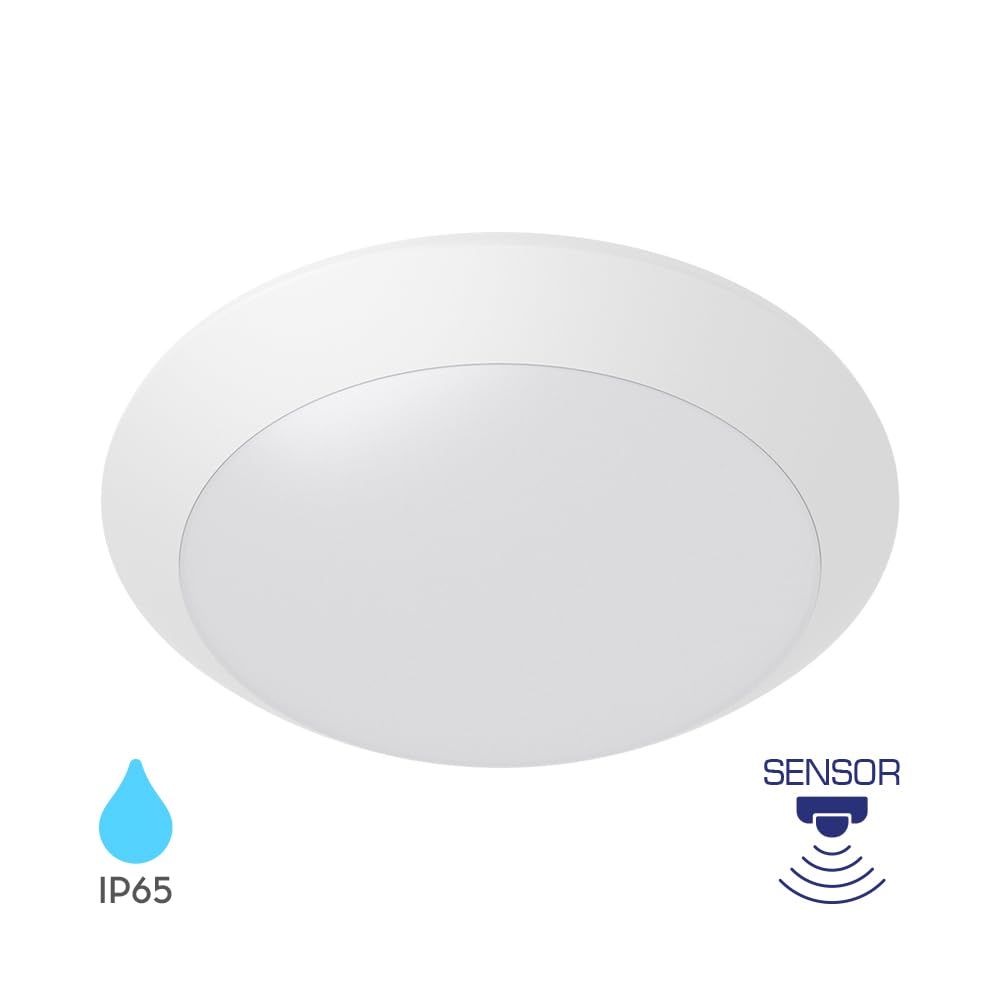 Außen-Deckenleuchte E27 IP65 Sensor Weiß Ø265 mm – Bild 2