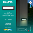 LED Außenwandleuchte 3W Schwarz IP65 3CCT – Bild 3