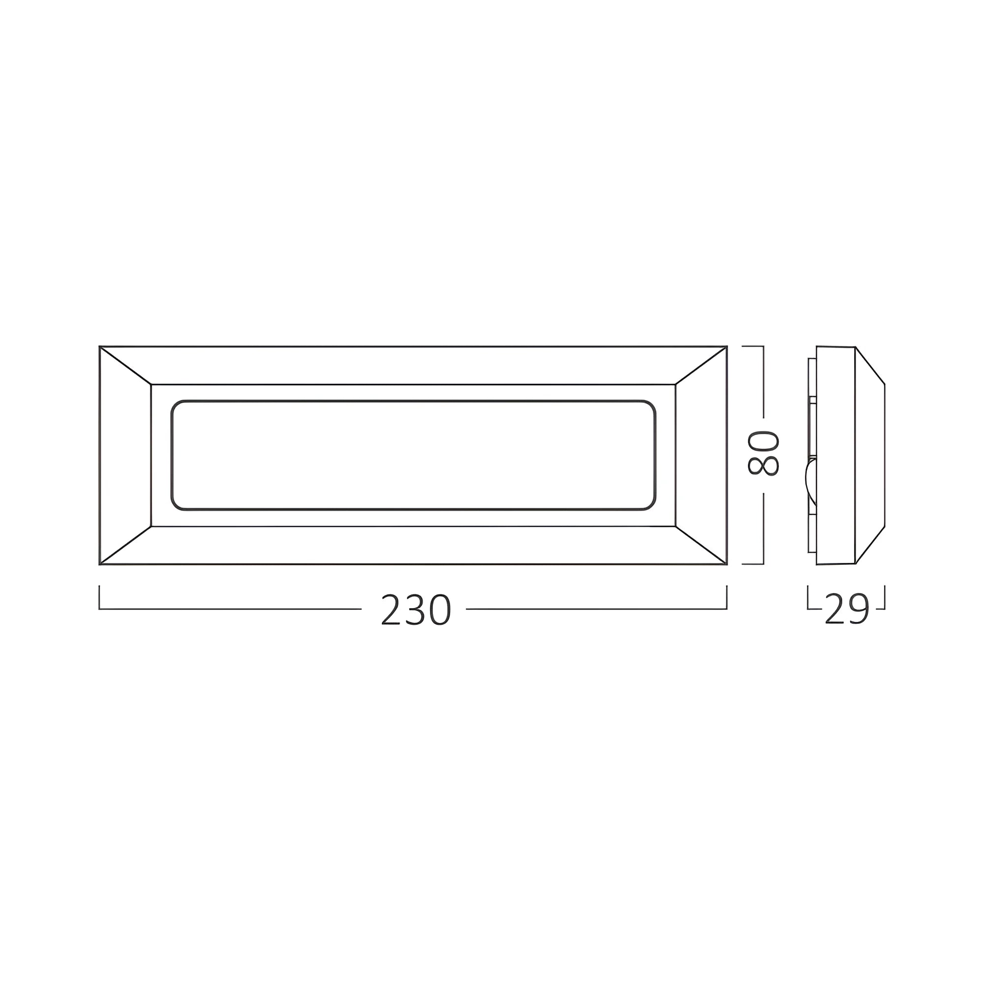 LED Außenwandleuchte 3W Schwarz IP65 3CCT – Maßzeichnung
