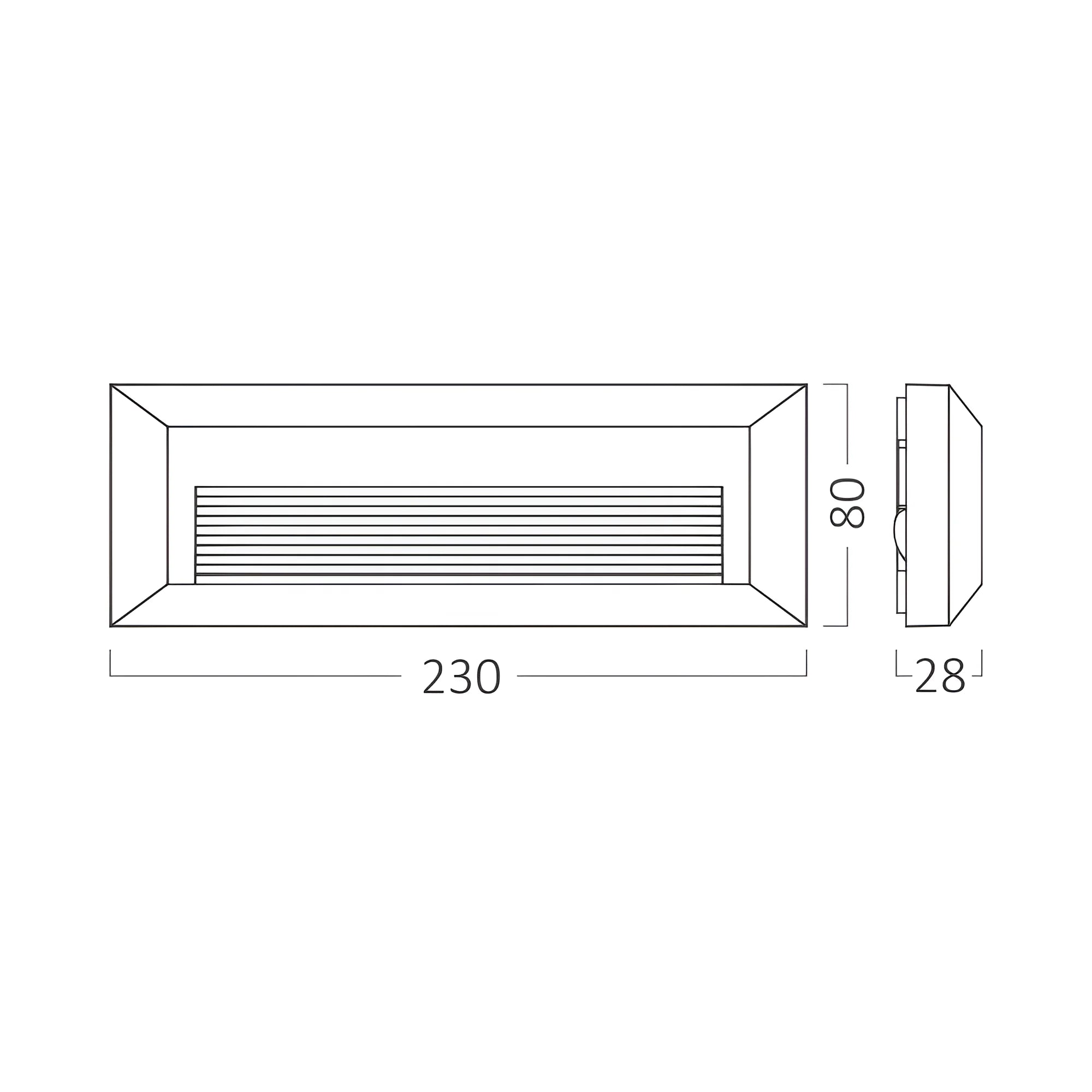 LED Außenwandleuchte 3W Weiß indirekt IP65 3CCT – Maßzeichnung