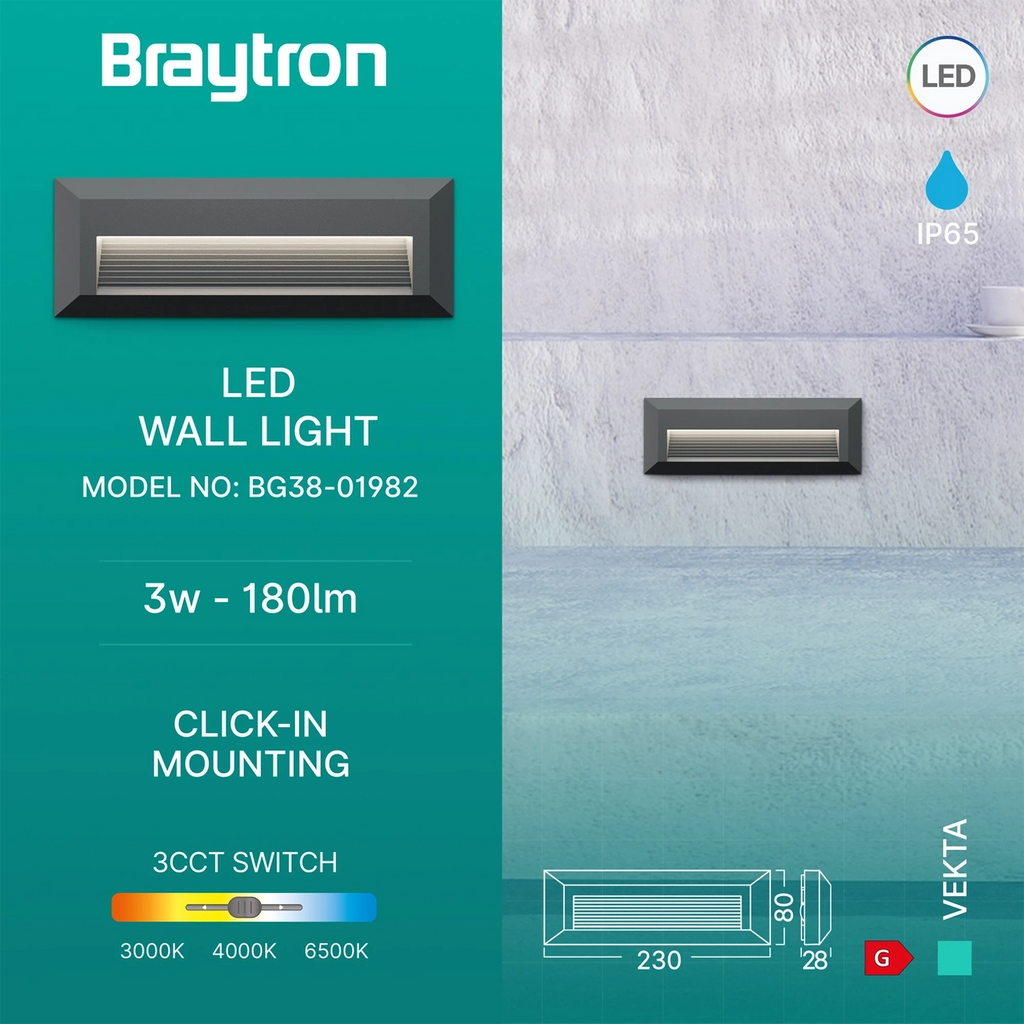 LED Wandleuchte Außen IP65 3W 3in1 – Treppenbeleuchtung – Bild 3