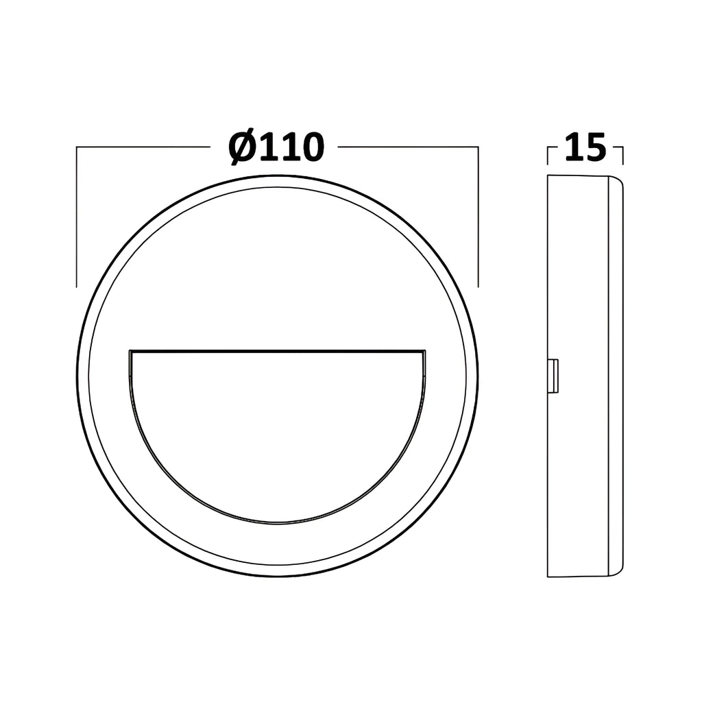 3W LED Treppenlicht IP65 – Innen & Außen – Rund & Rechteckig – Maßzeichnung
