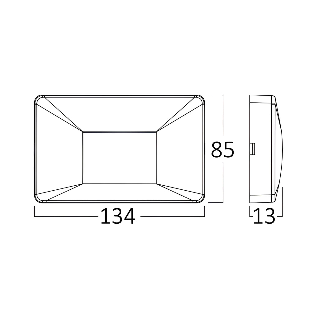 BRY-VEKTA-B-SQR-BLC-3W-3IN1-IP65-WALL LIGHT – Maßzeichnung
