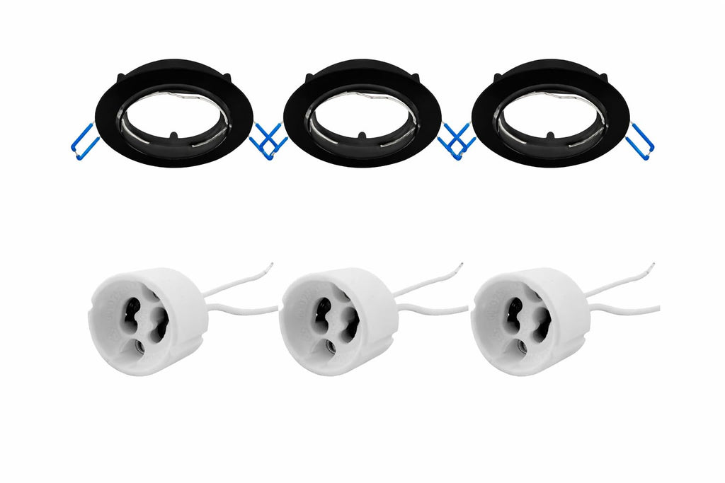 GU10 Einbaustrahler Schwarz 3er Set – Rund & 30° Schwenkbar