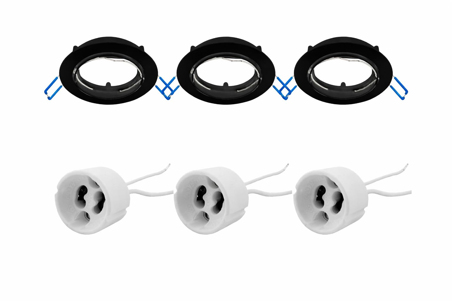 GU10 Einbaustrahler Schwarz 3er Set – Rund & 30° Schwenkbar