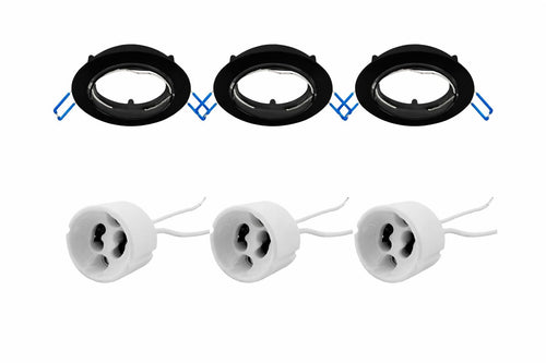 GU10 Einbaustrahler Schwarz 3er Set – Rund & 30° Schwenkbar