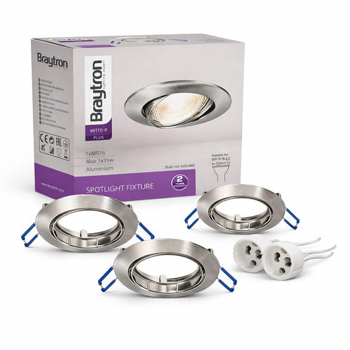 GU10 Einbaustrahler Nickel matt 3er Set – Rund & 30° Schwenkbar