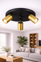 Runder LED Deckenspot 3-flammig Gold | Spotleuchte