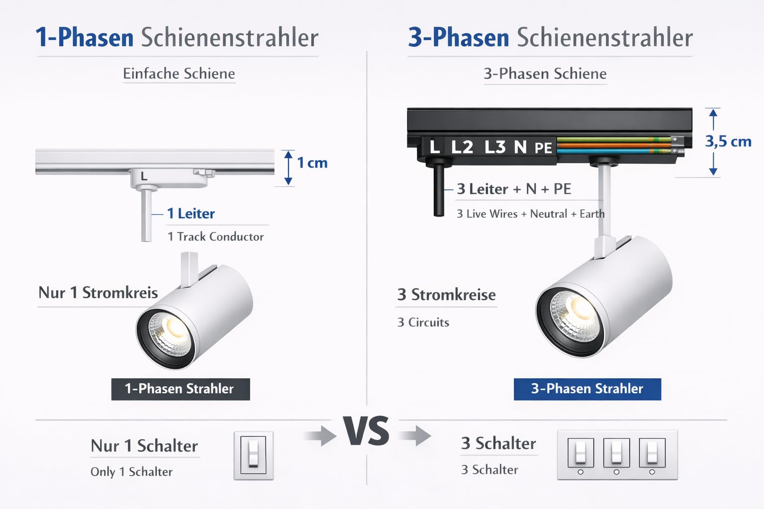 3-Phasen GU10 LED Schienenstrahler Weiß – Flexibel & Präzise – Bild 8
