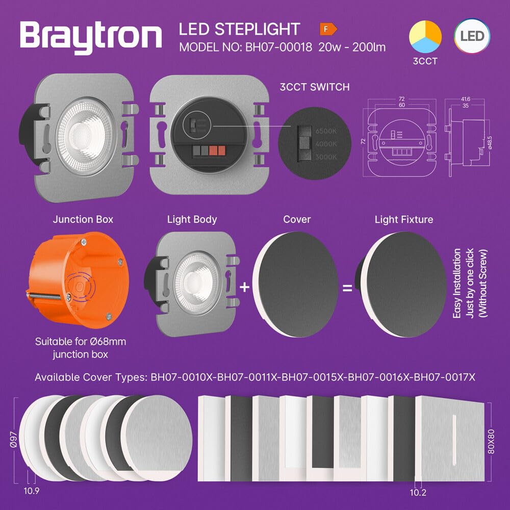 Blende Abdeckung für LED Treppenlicht 2W eckig schwarz | PurpleLights – Bild 14