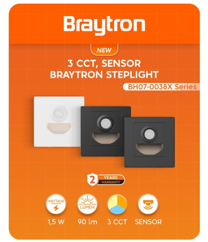 Braytron 1,5W LED Treppenlicht mit Bewegungsmelder – 3CCT, 90 lm, IP20 – Bild 10