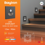 Braytron 1,5W LED Treppenlicht mit Bewegungsmelder – 3CCT, 90 lm, IP20 – Bild 2