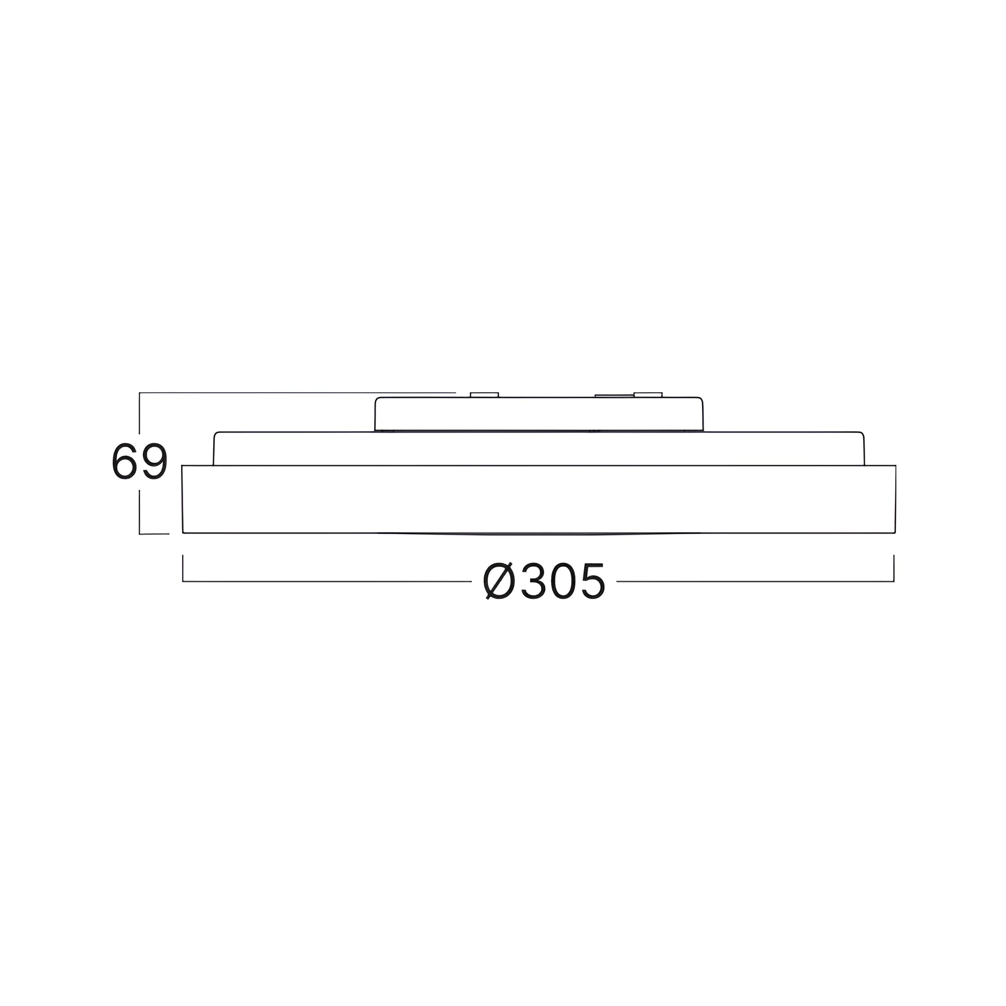 LED-Badleuchte rund 20 W Ø305 mm 3CCT IP44, Weiß – Maßzeichnung