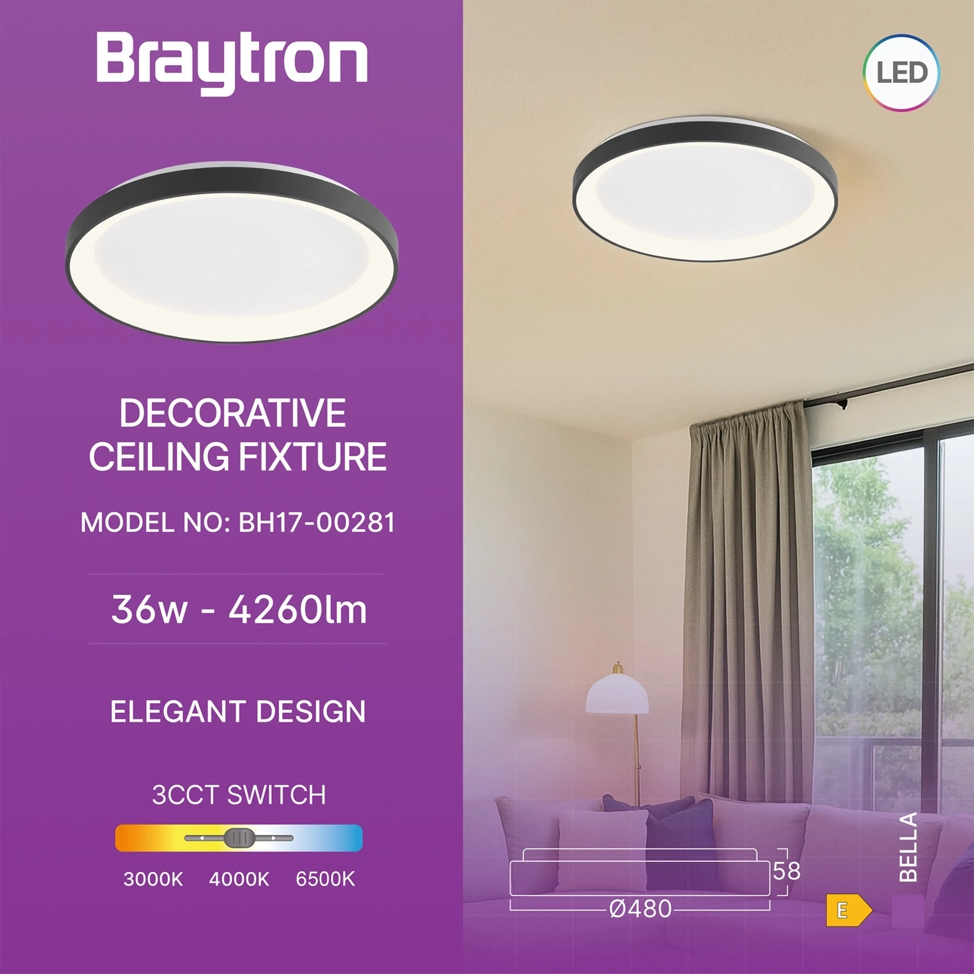 BRY-BELLA-SLS-SR-RND-BLC-36W-3IN1-IP20-CEILING LIG – Bild 3