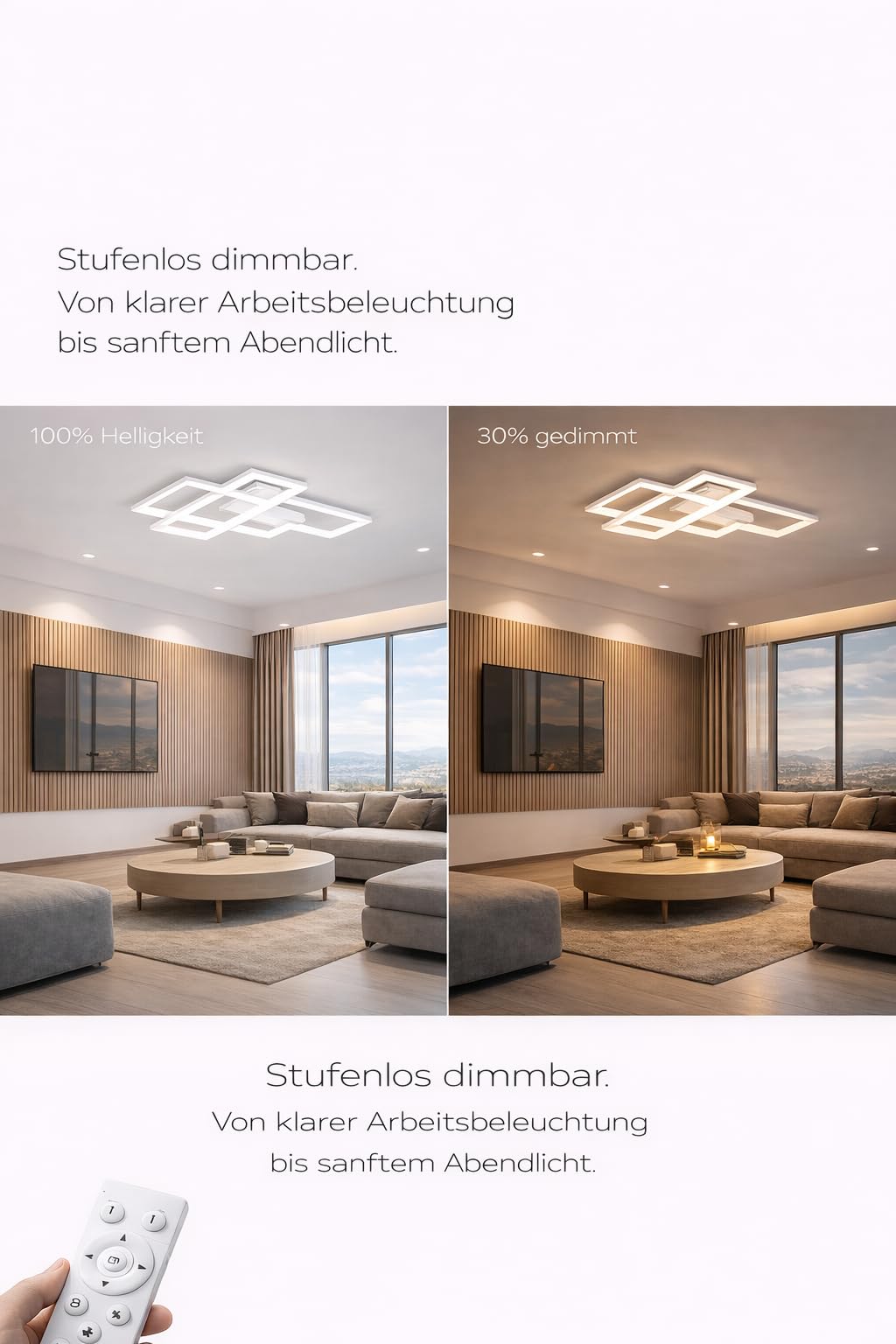 LED Deckenleuchte 65W 3CCT dimmbar Fernbedienung Schwarz – Bild 11