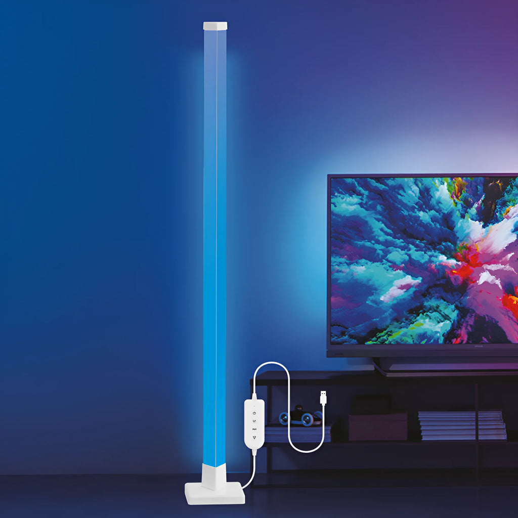 Braytron RGBW LED Stehleuchte 154 cm 8W dimmbar mit App & Fernbedienung Weiß – Maßzeichnung