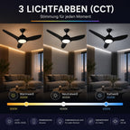 LED Deckenventilator 132cm mit Licht 2280lm 3CCT Schwarz – Bild 2
