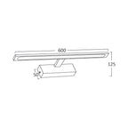 Braytron gold LED Spiegelleuchte 12W – 600 mm, 3CCT, IP44 für Bad – Maßzeichnung