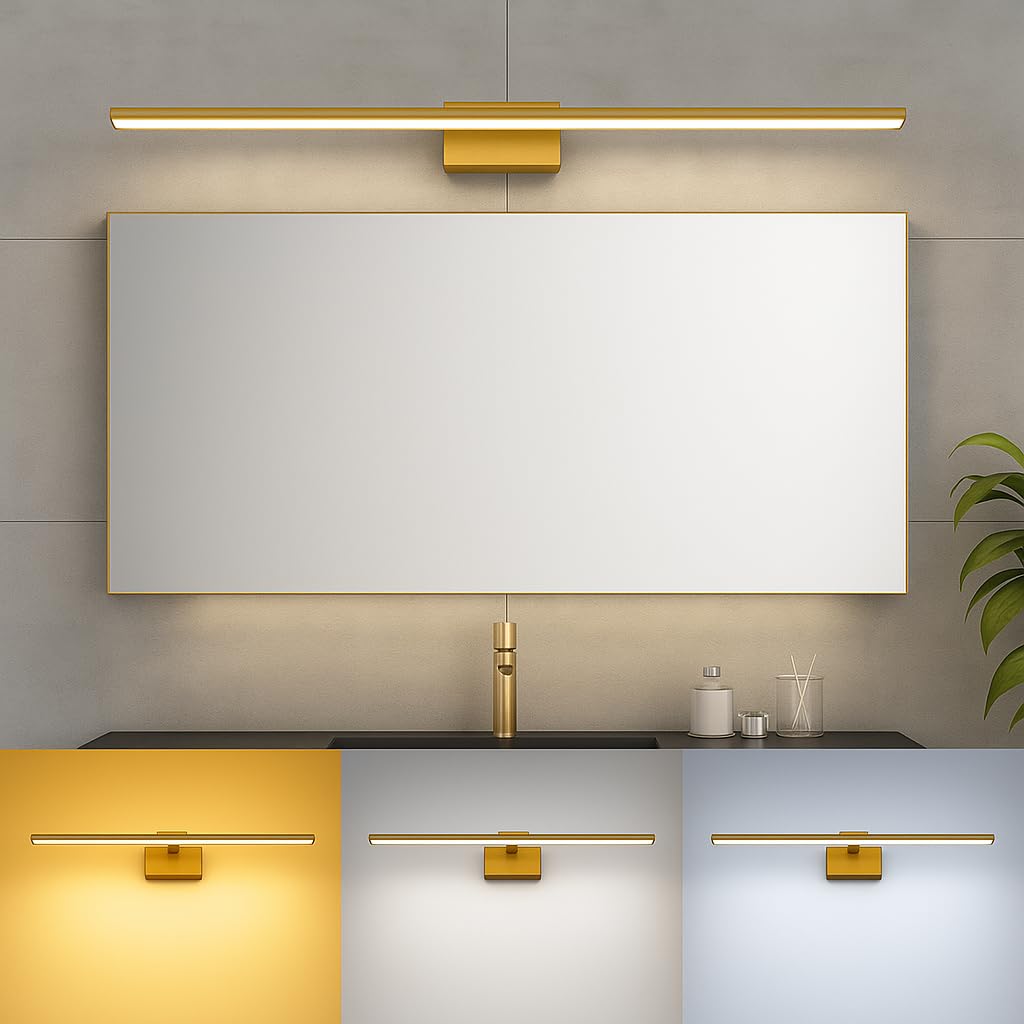 Braytron gold LED Spiegelleuchte 12W – 600 mm, 3CCT, IP44 für Bad