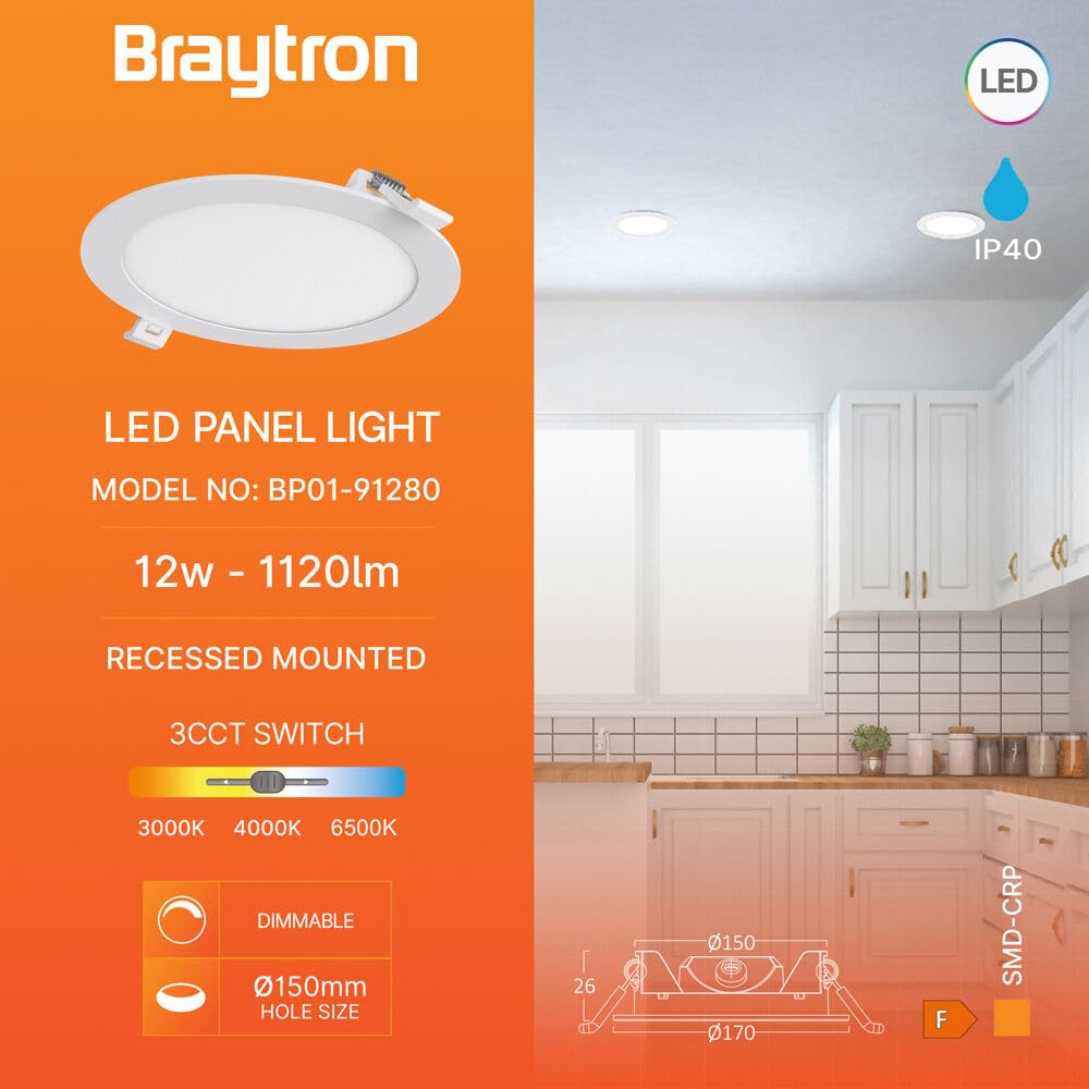 LED Einbaupanel 12W Ultraslim – 3CCT dimmbar Ø170mm IP20 – Bild 3
