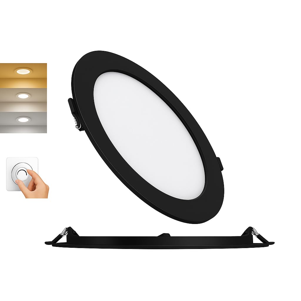 LED Einbaupanel 12W Ultraslim – 3CCT dimmbar Ø170mm IP40 in schwarz