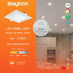 LED Panel 6W 230V 3CCT Eckig Ultraflach IP40 LED Einbauleuchte 470 Lumen Weiß – Bild 5