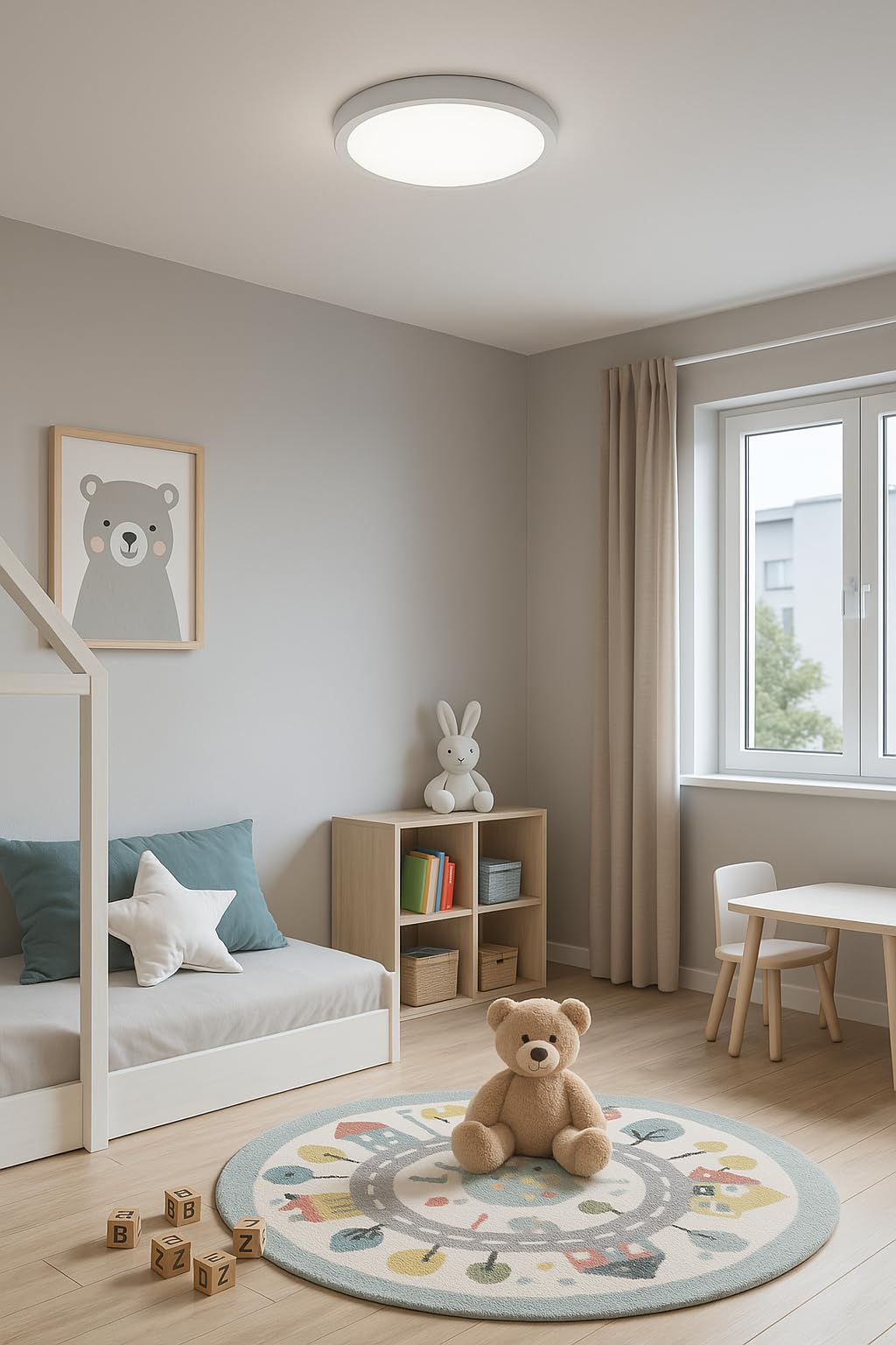 LED Deckenlampe 24W Rund – Flache Deckenleuchte für Wohnzimmer, Flur