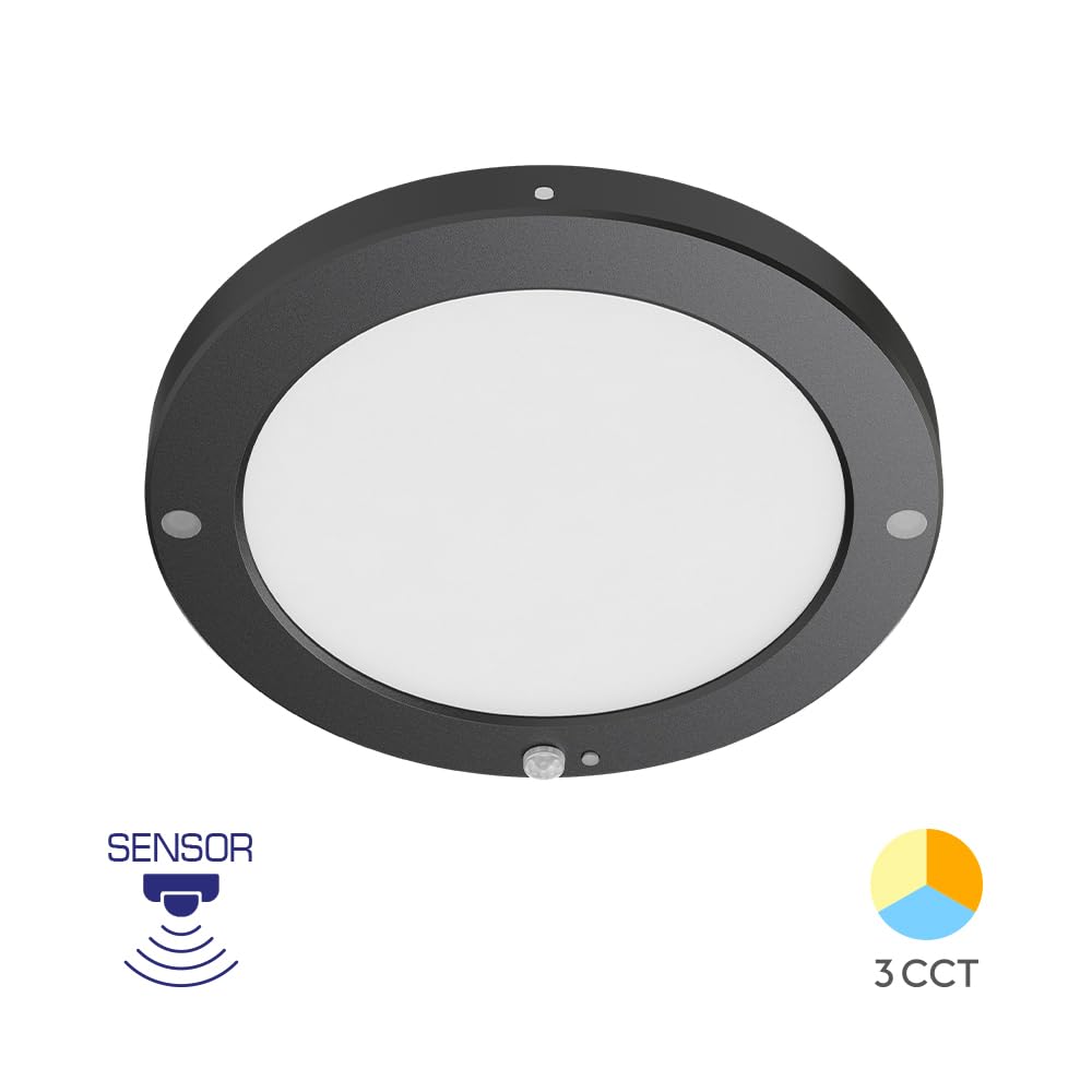 LED Deckenleuchte 20W schwarz mit Bewegungsmelder – 3in1 CCT rund