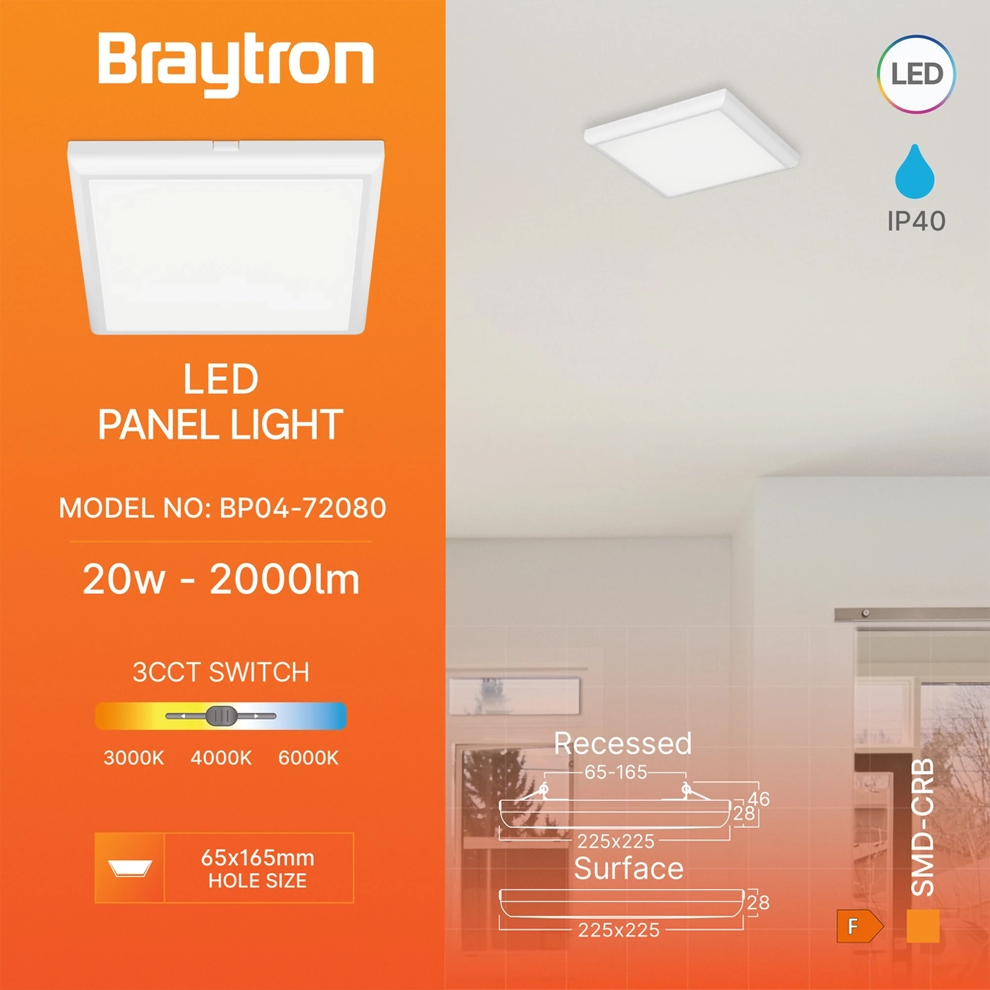 LED Panel Deckenleuchte 20W – Flache eckige Lampe für Wohnräume – Bild 2