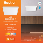 LED-Deckenleuchte eckig 26 W 30×30 cm 3 Lichtfarben, Weiß – Bild 3