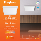 LED-Deckenleuchte eckig 36 W 40×40 cm 3 Lichtfarben, Weiß – Bild 3