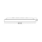 LED-Deckenleuchte rund 20 W Ø230 mm 5 Lichtfarben, Weiß – Maßzeichnung