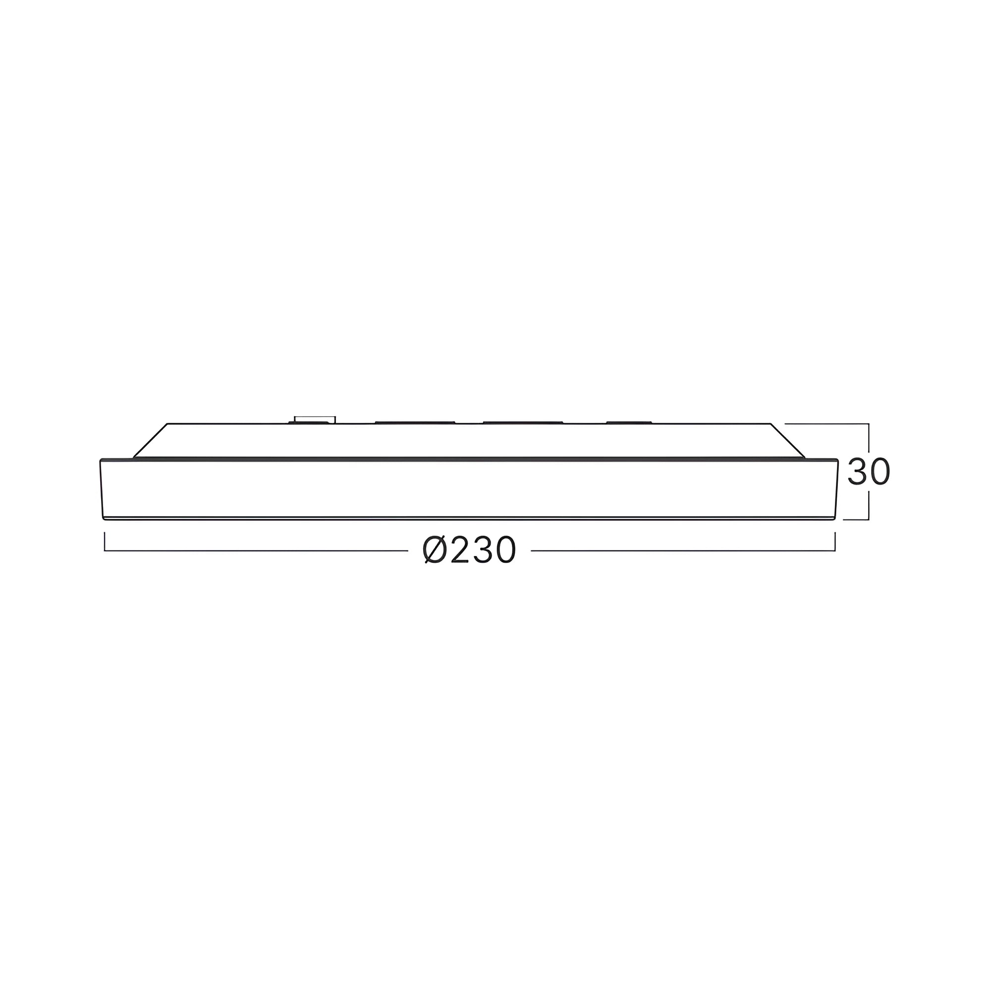 LED-Deckenleuchte rund 20 W Ø230 mm 5 Lichtfarben, Weiß – Maßzeichnung