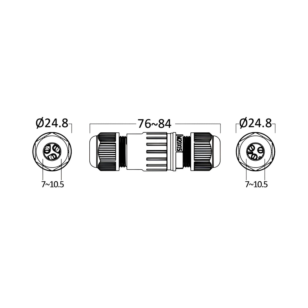 Braytron Kabelverbinder-Muffe 3-polig IP67 wasserdicht – Ø25 mm – Bild 9