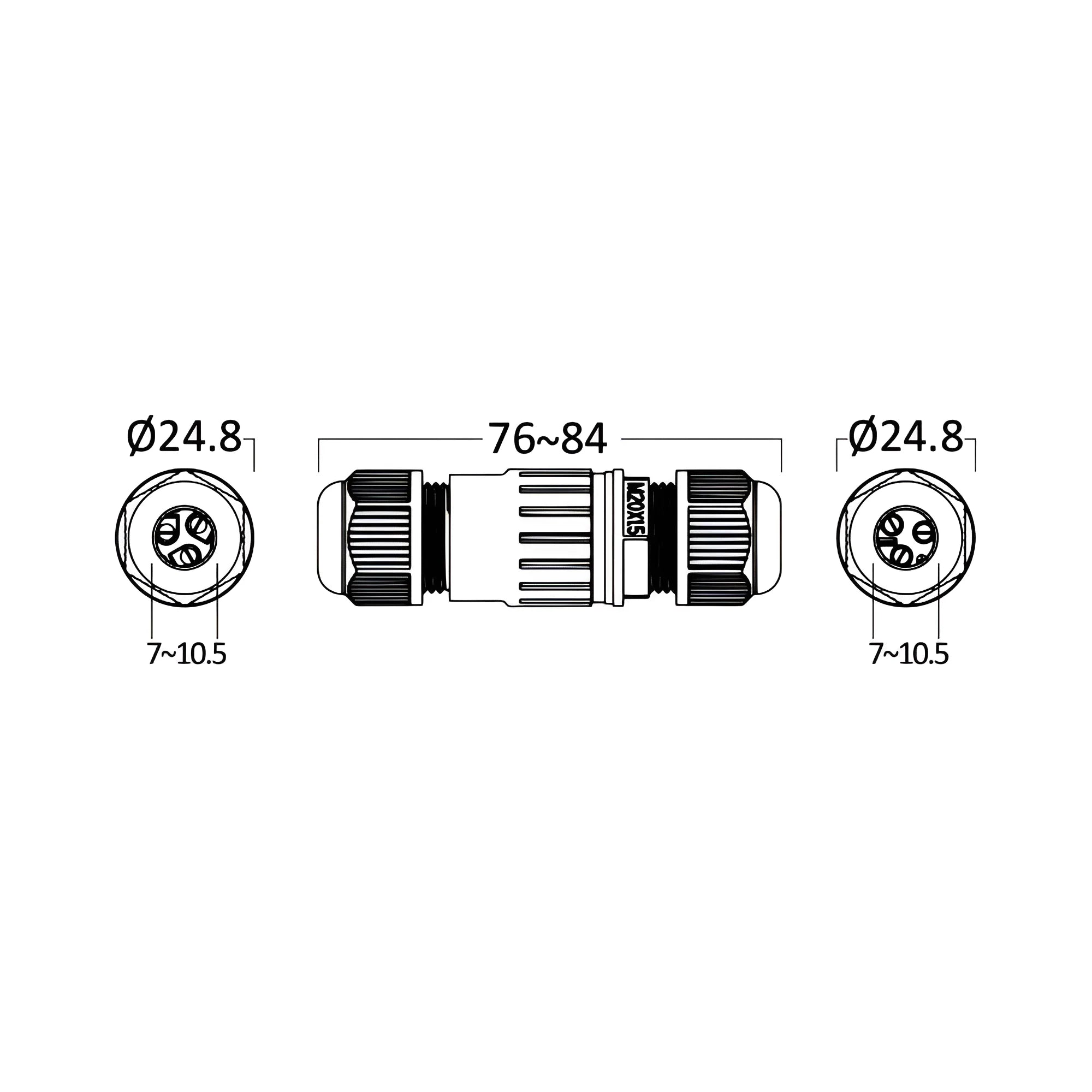 Braytron Kabelverbinder-Muffe 3-polig IP67 wasserdicht – Ø25 mm – Bild 9