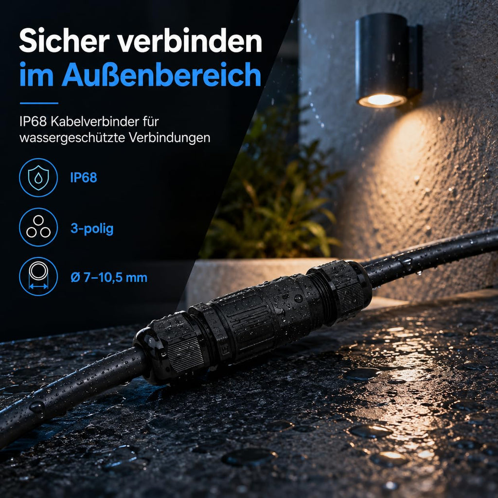 Braytron Kabelverbinder-Muffe 3-polig IP67 wasserdicht – Ø25 mm – Bild 3