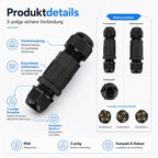Braytron Kabelverbinder-Muffe 3-polig IP67 wasserdicht – Ø25 mm – Bild 5