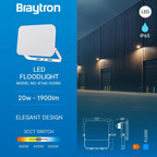 LED Flutlichtstrahler 20W, 1900 Lumen, IP65, 3CCT, gleichmäßiges Außenstrahler Braytron – Bild 5