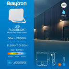 Braytron LED Außenstrahler Fassadenstrahler 30W mit Bewegungsmelder IP65 2850lm 3CCT Fluter weiß – Bild 5