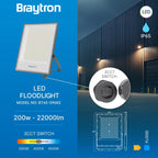 LED Flutlicht 200W IP65 – Braytron Außenstrahler 3CCT 3000–6500K, 22000 lm für Garten & Hof – Bild 5